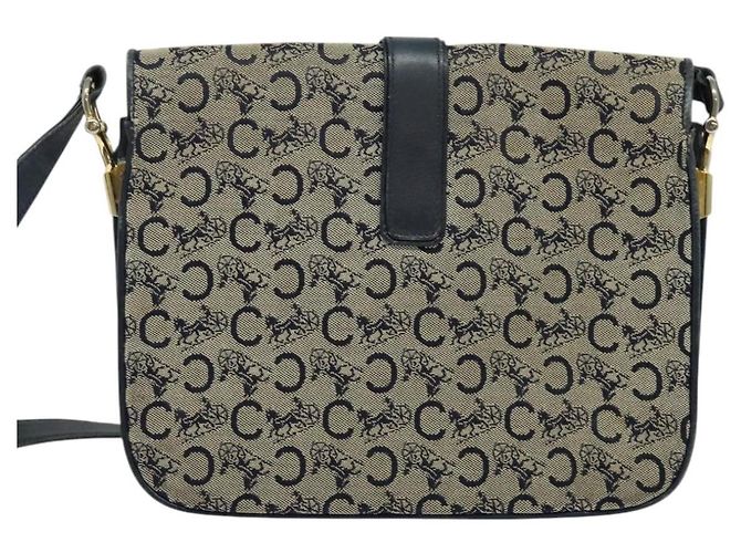 Céline Borsa a Spalla Celine C Sulky in Tela Blu Navy e Oro Auth 128714 D'oro - vista 2