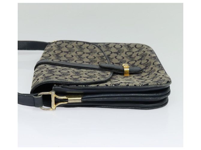 Céline Borsa a Spalla Celine C Sulky in Tela Blu Navy e Oro Auth 128714 D'oro - vista 3