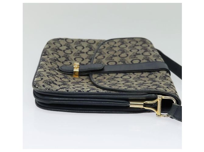 Céline Borsa a Spalla Celine C Sulky in Tela Blu Navy e Oro Auth 128714 D'oro - vista 4
