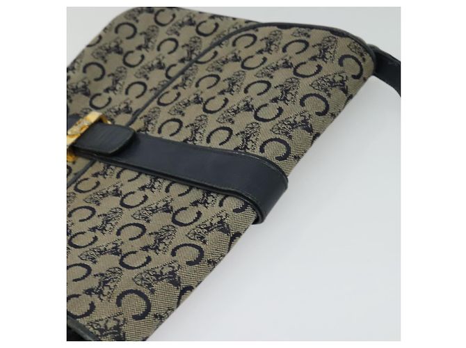 Céline Borsa a Spalla Celine C Sulky in Tela Blu Navy e Oro Auth 128714 D'oro - vista 6