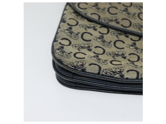 Céline Borsa a Spalla Celine C Sulky in Tela Blu Navy e Oro Auth 128714 D'oro - vista 9