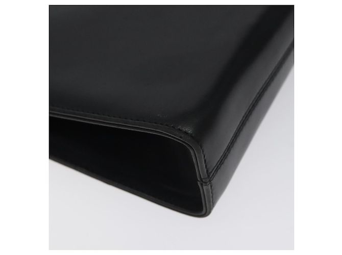 Borsa a Spalla Gancini Chain in Pelle Nera Oro Auth 128664 di Salvatore Ferragamo - vista 16