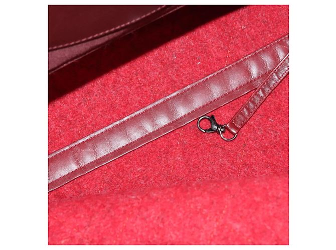 CHANEL Matelassé Kette Schultertasche Wolle 2-in-1 Rot CC Auth 127480 - Ansicht 11