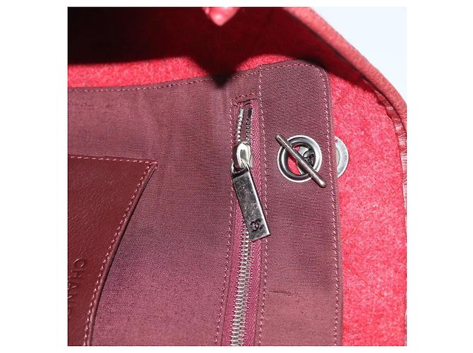 CHANEL Matelassé Kette Schultertasche Wolle 2-in-1 Rot CC Auth 127480 - Ansicht 22