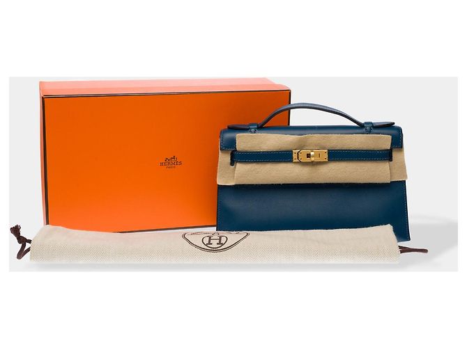 Hermès Borsa HERMES Kelly Mini in Pelle Blu - 102783 - vista 2