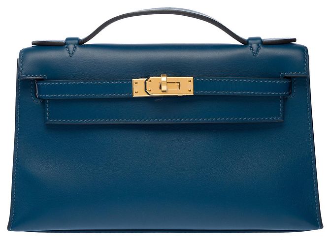 Hermès Borsa HERMES Kelly Mini in Pelle Blu - 102783 - vista 3