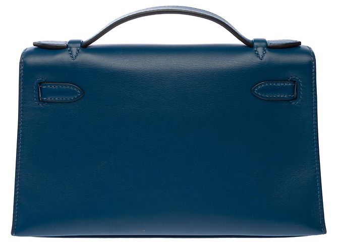 Hermès Borsa HERMES Kelly Mini in Pelle Blu - 102783 - vista 4
