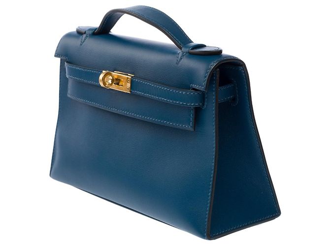 Hermès Borsa HERMES Kelly Mini in Pelle Blu - 102783 - vista 5