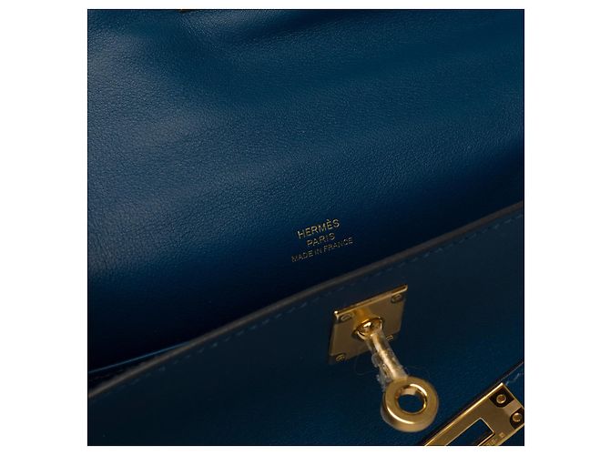 Hermès Borsa HERMES Kelly Mini in Pelle Blu - 102783 - vista 8