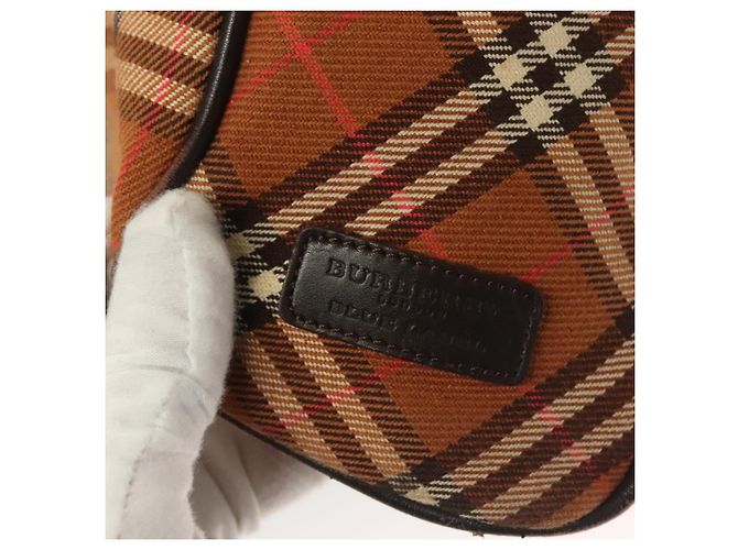 Burberry Nova Check Blue Label Tote Bag aus Canvas braun silber authentisch 129810 - Ansicht 10