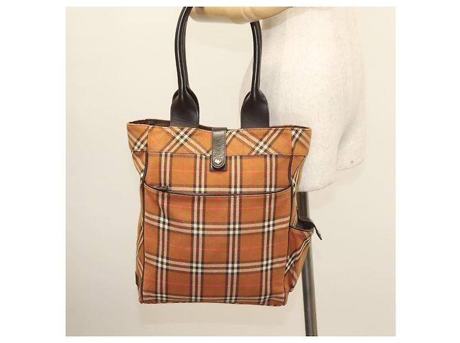 Burberry Nova Check Blue Label Tote Bag aus Canvas braun silber authentisch 129810 - Ansicht 19