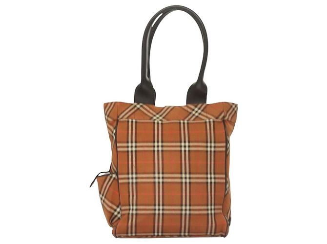 Burberry Nova Check Blue Label Tote Bag aus Canvas braun silber authentisch 129810 - Ansicht 2