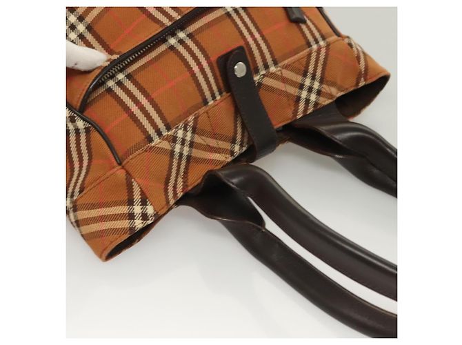 Burberry Nova Check Blue Label Tote Bag aus Canvas braun silber authentisch 129810 - Ansicht 6
