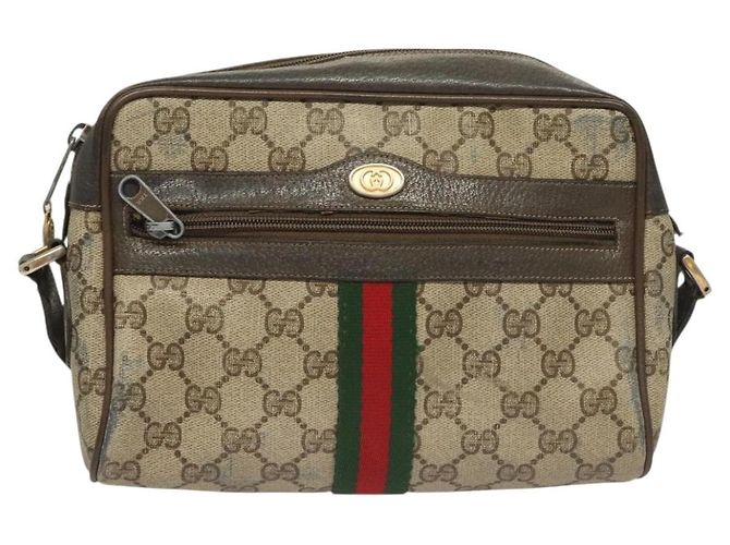 Borsa Sherry Line GG Supreme Web di GUCCI in PVC beige e oro 75 02 004 Auth BA3807 D'oro - vista 13