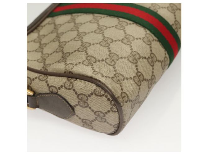 Borsa Sherry Line GG Supreme Web di GUCCI in PVC beige e oro 75 02 004 Auth BA3807 D'oro - vista 15