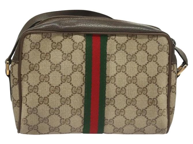 Borsa Sherry Line GG Supreme Web di GUCCI in PVC beige e oro 75 02 004 Auth BA3807 D'oro - vista 2