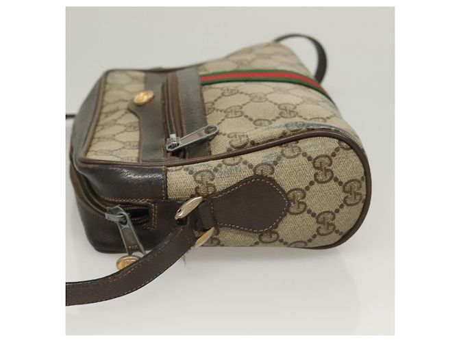 Borsa Sherry Line GG Supreme Web di GUCCI in PVC beige e oro 75 02 004 Auth BA3807 D'oro - vista 4