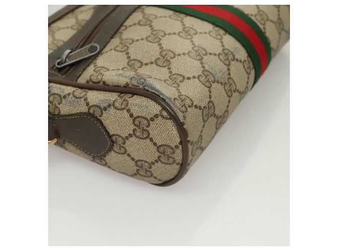 Borsa Sherry Line GG Supreme Web di GUCCI in PVC beige e oro 75 02 004 Auth BA3807 D'oro - vista 9