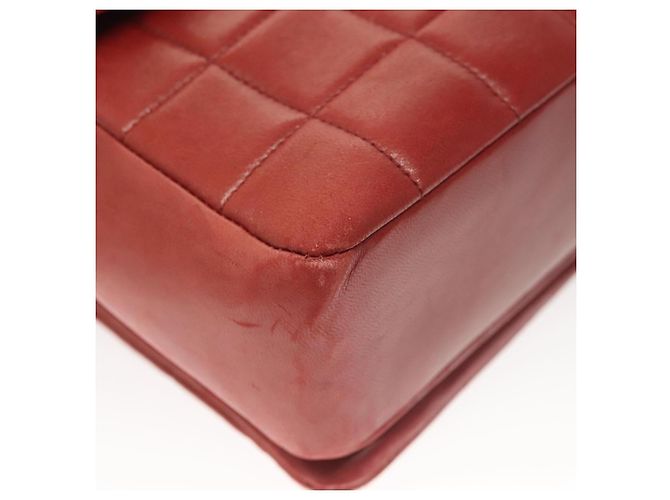 CHANEL Choco Bar Schultertasche aus Lammleder Rot Silber CC Auth BA3678 - Ansicht 14