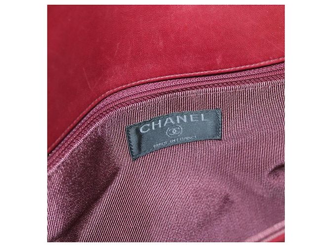 CHANEL Choco Bar Schultertasche aus Lammleder Rot Silber CC Auth BA3678 - Ansicht 19