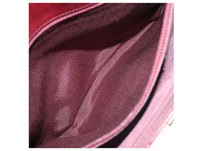 CHANEL Choco Bar Schultertasche aus Lammleder Rot Silber CC Auth BA3678 - Ansicht 27