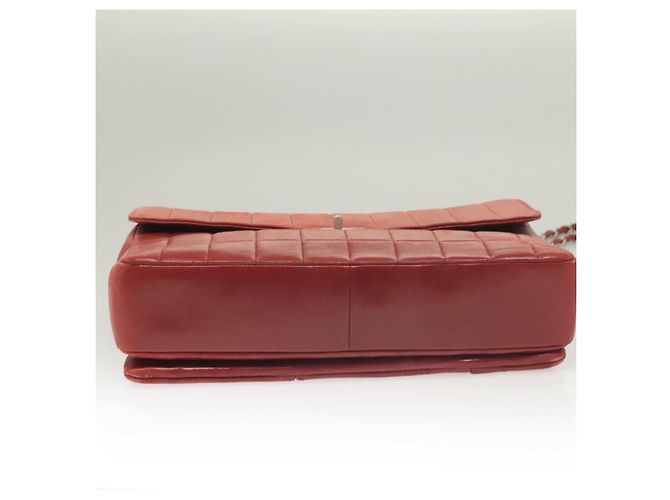 CHANEL Choco Bar Schultertasche aus Lammleder Rot Silber CC Auth BA3678 - Ansicht 5