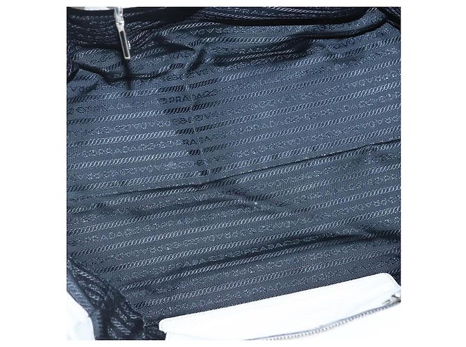 Prada Tote Bag aus Leder Weiß Silber Auth ep9305 - Ansicht 10