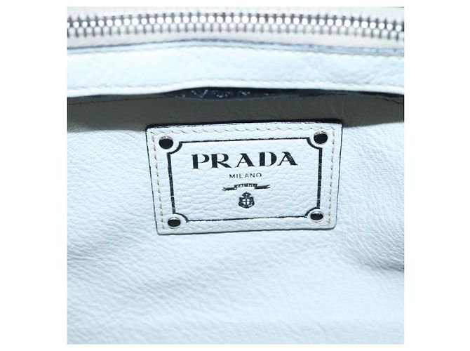 Prada Tote Bag aus Leder Weiß Silber Auth ep9305 - Ansicht 19