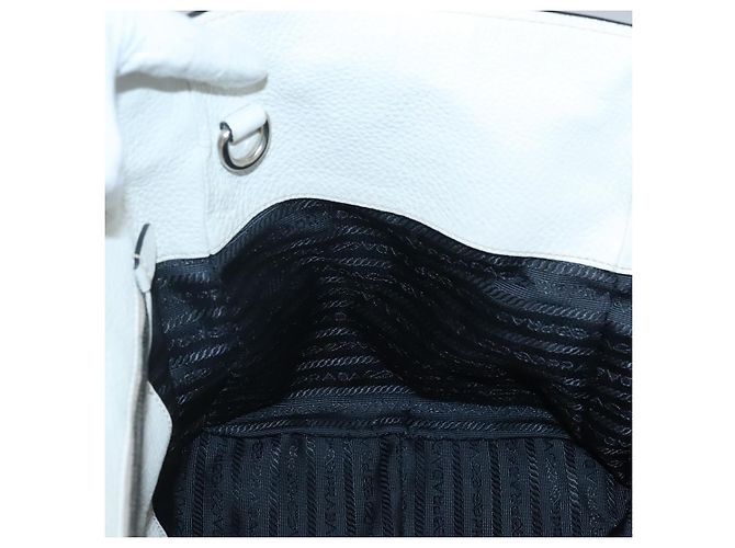 Prada Tote Bag aus Leder Weiß Silber Auth ep9305 - Ansicht 21