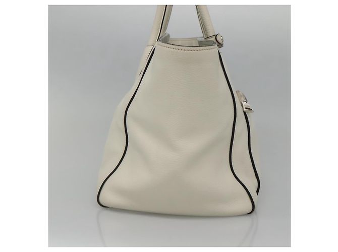 Prada Tote Bag aus Leder Weiß Silber Auth ep9305 - Ansicht 3