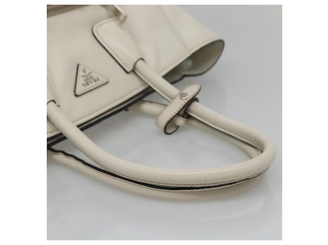 Prada Tote Bag aus Leder Weiß Silber Auth ep9305 - Ansicht 7