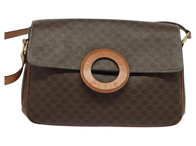 Céline Borsa a Spalla in Tela Macadam CELINE in Pelle PVC Marrone Oro Auth BA3852 D'oro - vista 13