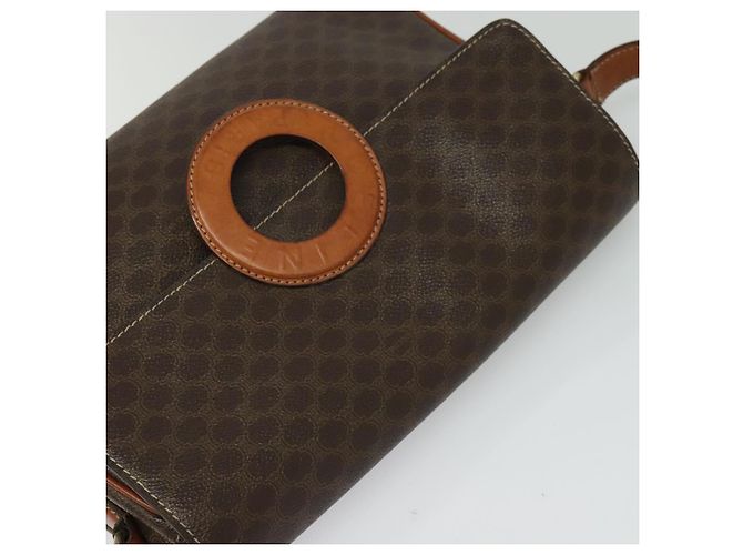 Céline Borsa a Spalla in Tela Macadam CELINE in Pelle PVC Marrone Oro Auth BA3852 D'oro - vista 6