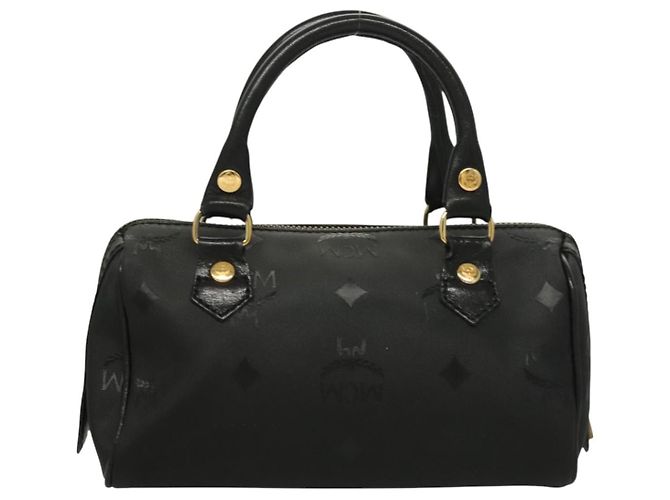 MCM Vicetos Logogram Borsa a Mano PVC 2in1 Nero Oro Auth 129547 D'oro - vista 2