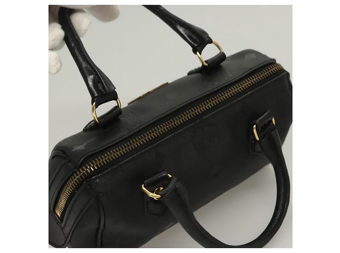 MCM Vicetos Logogram Borsa a Mano PVC 2in1 Nero Oro Auth 129547 D'oro - vista 6