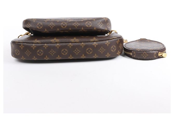 Borsa a tracolla Multi Pochette Accessoires Monogram Louis Vuitton Marrone - vista 7