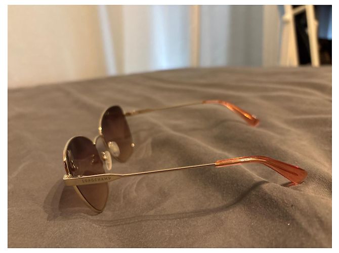 Gafas de sol oversize Longchamp marrón beige metal Castaño - vista 3