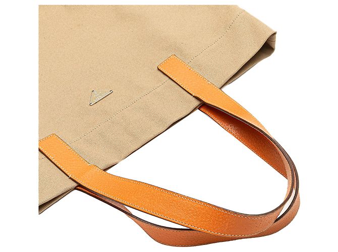 Prada Canapa Tote mit braunem Cinghiale-Besatz Beige - Ansicht 10