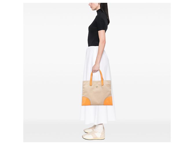 Prada Canapa Tote mit braunem Cinghiale-Besatz Beige - Ansicht 11