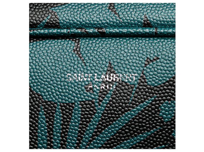 Pochette Tropical Palm in Grain de Poudre Blu Saint Laurent - vista 5