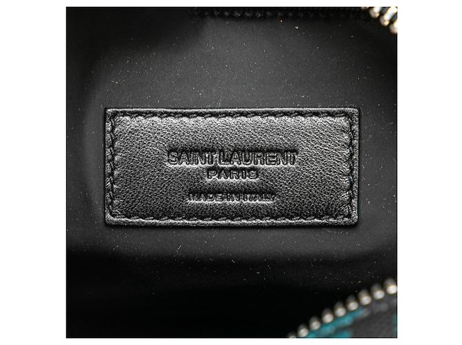Pochette Tropical Palm in Grain de Poudre Blu Saint Laurent - vista 6
