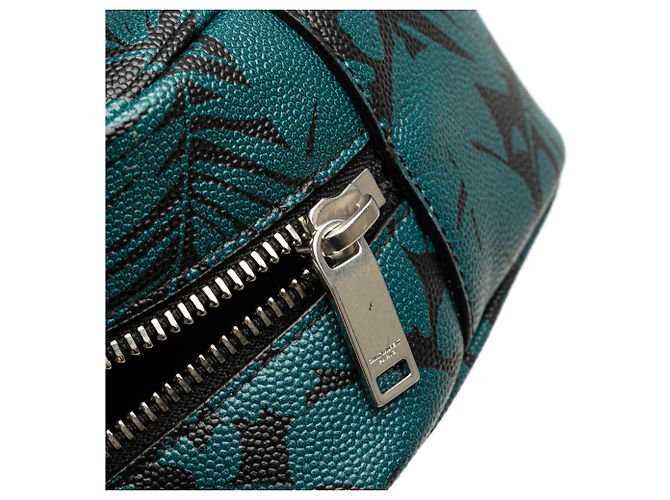 Pochette Tropical Palm in Grain de Poudre Blu Saint Laurent - vista 8