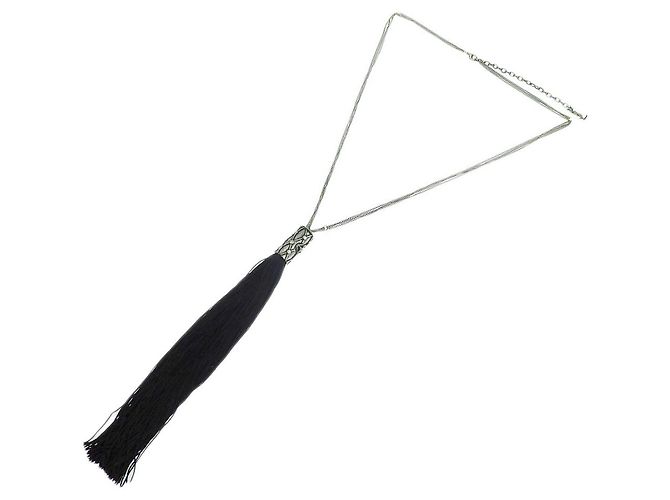 Collana con Logo a Frange Yves Saint Laurent Argento - vista 2