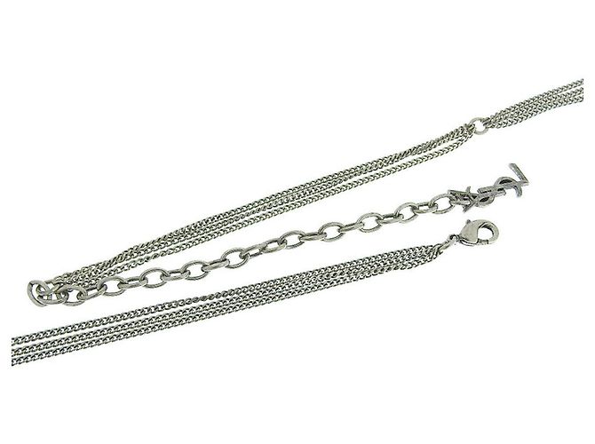 Collana con Logo a Frange Yves Saint Laurent Argento - vista 3