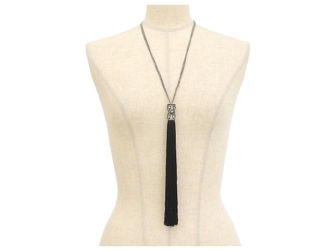Collana con Logo a Frange Yves Saint Laurent Argento - vista 4