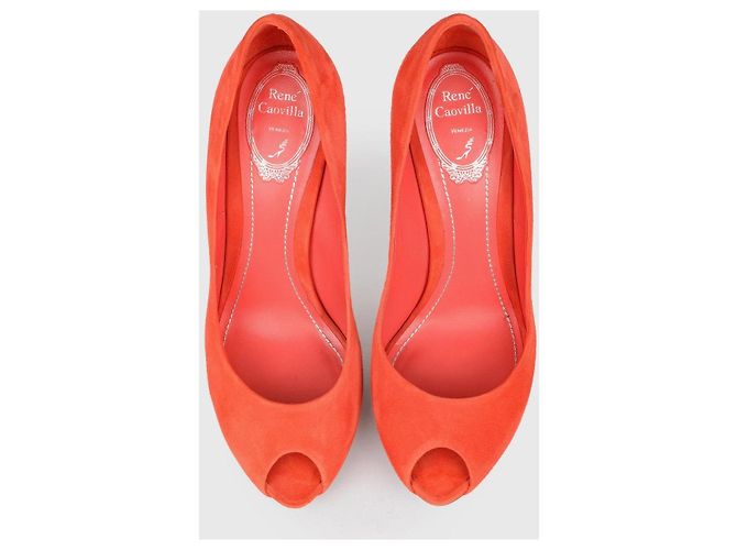 Décolleté Rene Caovilla in suede corallo - vista 2