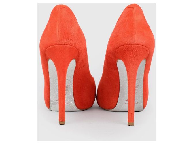 Décolleté Rene Caovilla in suede corallo - vista 4