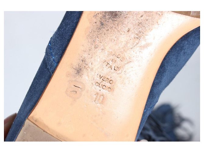 Botas de camurça azul Casadei com franjas - vista 10