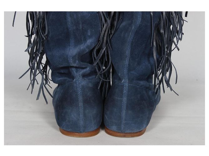 Botas de camurça azul Casadei com franjas - vista 7
