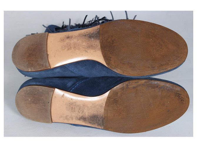 Botas de camurça azul Casadei com franjas - vista 9
